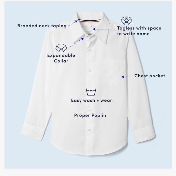 French Toast Boys White Poplin Button Down Shirt Age 16 - Picture 2 of 3